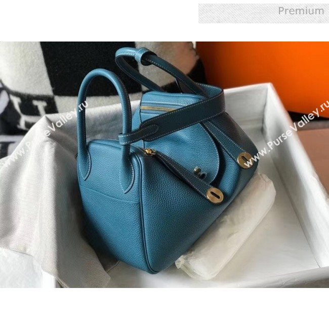 Hermes Lindy 30cm Bag In Togo Calfskin Leather Blue 2020 (FL-20052907)