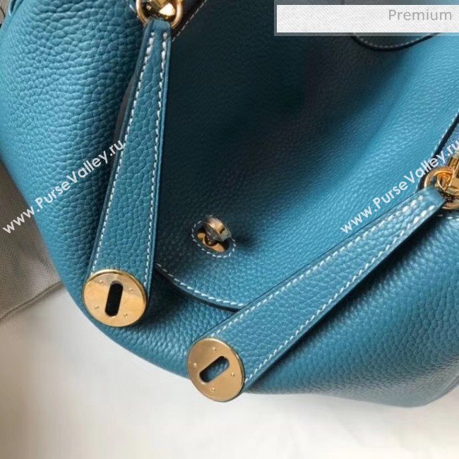 Hermes Lindy 30cm Bag In Togo Calfskin Leather Blue 2020 (FL-20052907)