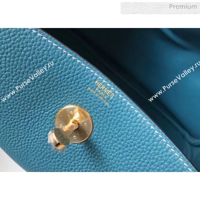 Hermes Lindy 30cm Bag In Togo Calfskin Leather Blue 2020 (FL-20052907)