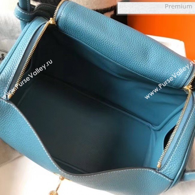 Hermes Lindy 30cm Bag In Togo Calfskin Leather Blue 2020 (FL-20052907)