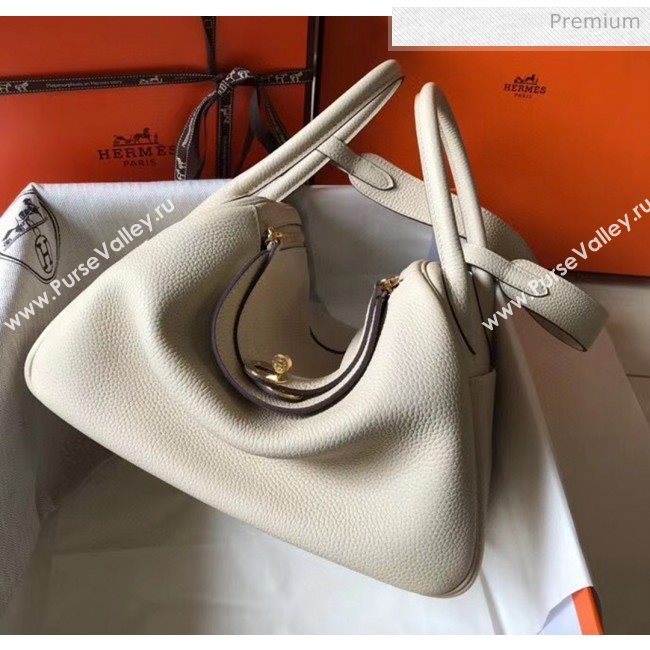 Hermes Lindy 30cm Bag In Togo Calfskin Leather Off-white 2020 (FL-20052910)