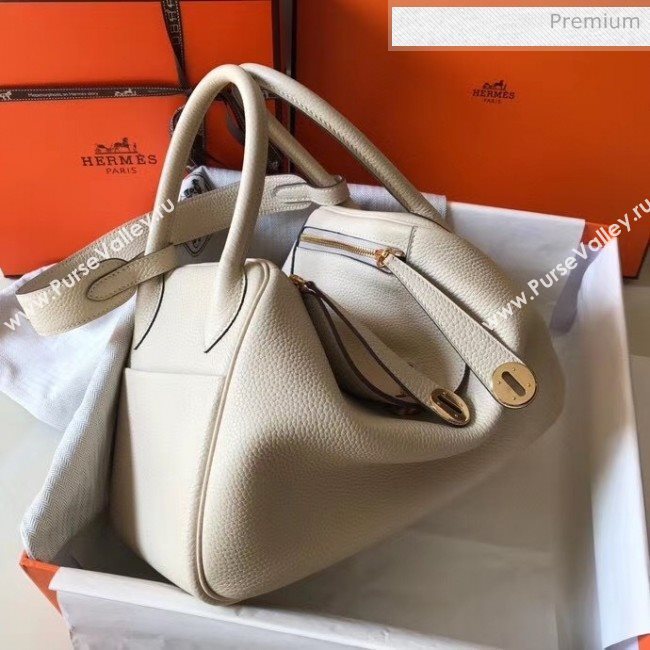 Hermes Lindy 30cm Bag In Togo Calfskin Leather Off-white 2020 (FL-20052910)