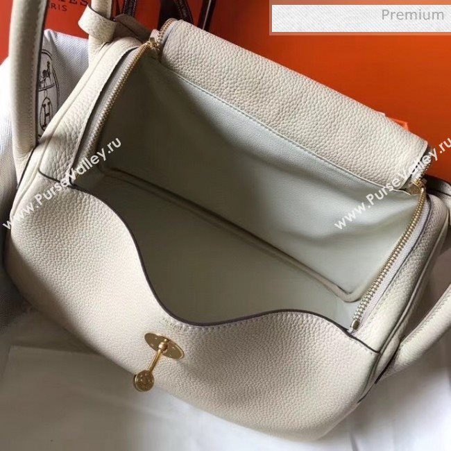 Hermes Lindy 30cm Bag In Togo Calfskin Leather Off-white 2020 (FL-20052910)