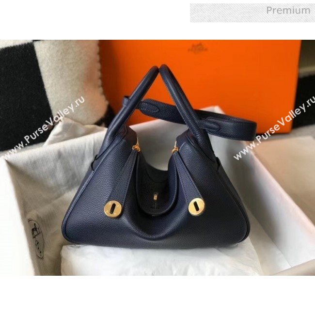 Hermes Lindy 30cm Bag In Togo Calfskin Leather Navy Blue 2020 (FL-20052911)