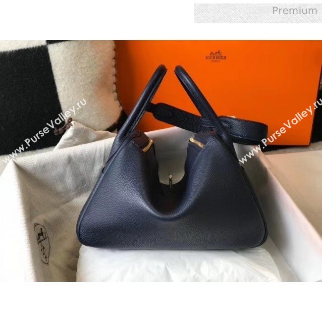 Hermes Lindy 30cm Bag In Togo Calfskin Leather Navy Blue 2020 (FL-20052911)