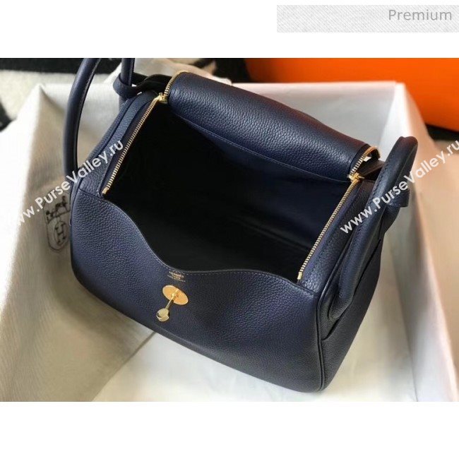 Hermes Lindy 30cm Bag In Togo Calfskin Leather Navy Blue 2020 (FL-20052911)