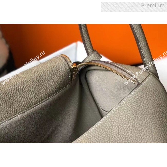 Hermes Lindy 30cm Bag In Togo Calfskin Leather Dove Gray 2020 (FL-20052914)