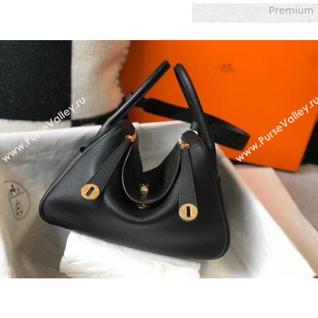 Hermes Lindy 30cm Bag In Togo Calfskin Leather Black 2020 (FL-20052915)