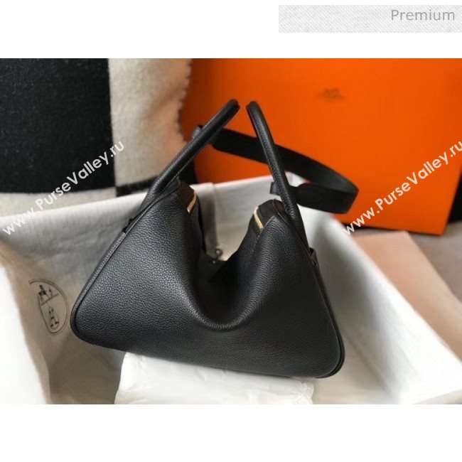 Hermes Lindy 30cm Bag In Togo Calfskin Leather Black 2020 (FL-20052915)