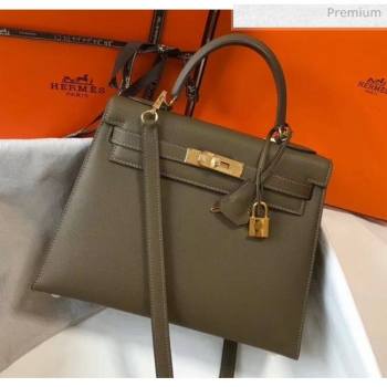 Hermes Kelly 28cm Top Handle Bag in Epsom Leather Deep Khaki 2020 (FL-20052919)