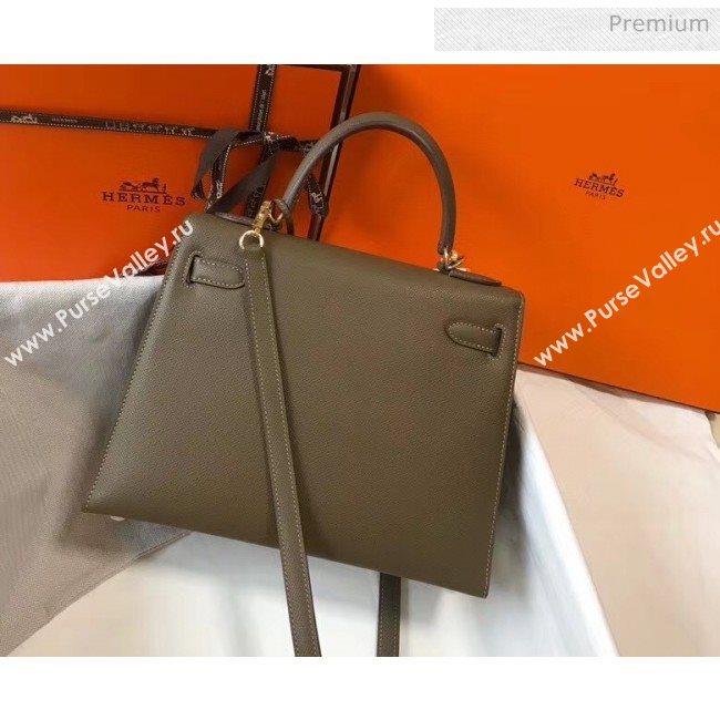 Hermes Kelly 28cm Top Handle Bag in Epsom Leather Deep Khaki 2020 (FL-20052919)