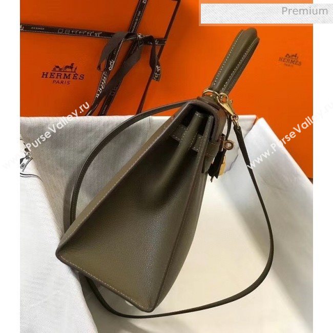 Hermes Kelly 28cm Top Handle Bag in Epsom Leather Deep Khaki 2020 (FL-20052919)