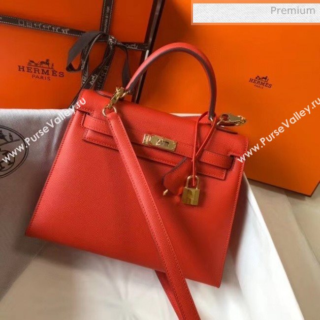 Hermes Kelly 25cm Top Handle Bag in Epsom Leather Orange 2020 (FL-20052920)