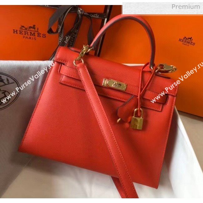 Hermes Kelly 25cm Top Handle Bag in Epsom Leather Orange 2020 (FL-20052920)