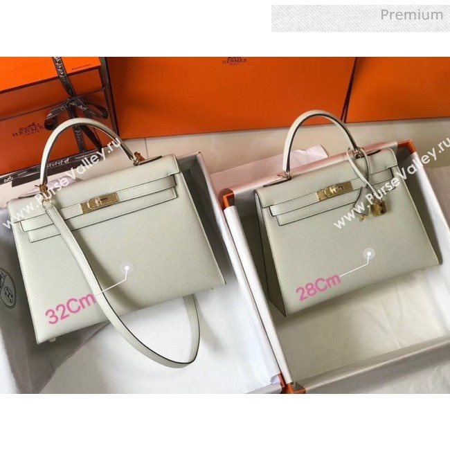 Hermes Kelly 25cm Top Handle Bag in Epsom Leather Off-White 2020 (FL-20052925)