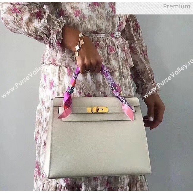 Hermes Kelly 25cm Top Handle Bag in Epsom Leather Off-White 2020 (FL-20052925)