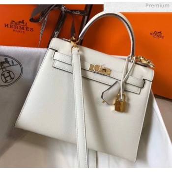 Hermes Kelly 25cm Top Handle Bag in Epsom Leather Off-White 2020 (FL-20052925)