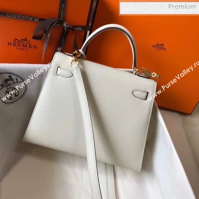 Hermes Kelly 25cm Top Handle Bag in Epsom Leather Off-White 2020 (FL-20052925)