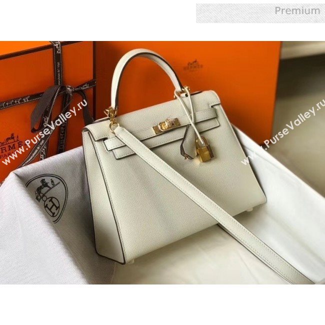 Hermes Kelly 25cm Top Handle Bag in Epsom Leather Off-White 2020 (FL-20052925)