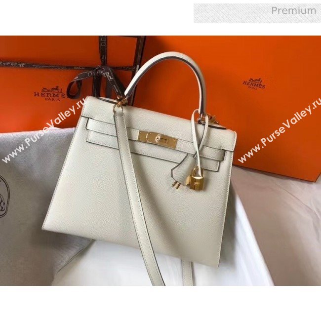 Hermes Kelly 28cm Top Handle Bag in Epsom Leather Off-White 2020 (FL-20052924)