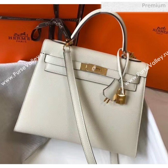 Hermes Kelly 28cm Top Handle Bag in Epsom Leather Off-White 2020 (FL-20052924)