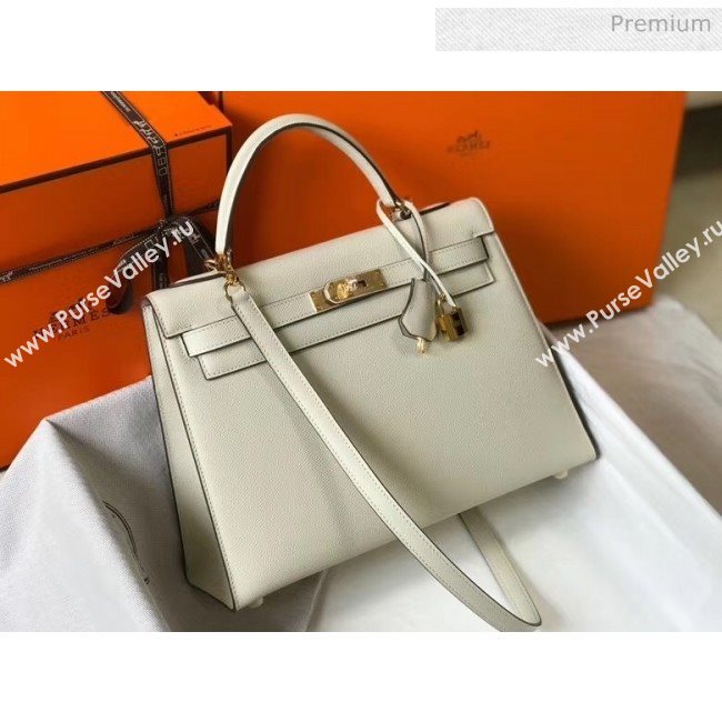 Hermes Kelly 32cm Top Handle Bag in Epsom Leather Off-white 2020 (FL-20052926)