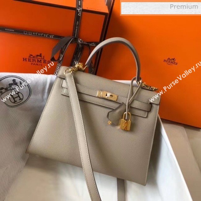 Hermes Kelly 25cm Top Handle Bag in Epsom Leather Dove Gray 2020 (FL-20052927)