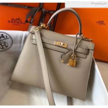 Hermes Kelly 25cm Top Handle Bag in Epsom Leather Dove Gray 2020 (FL-20052927)