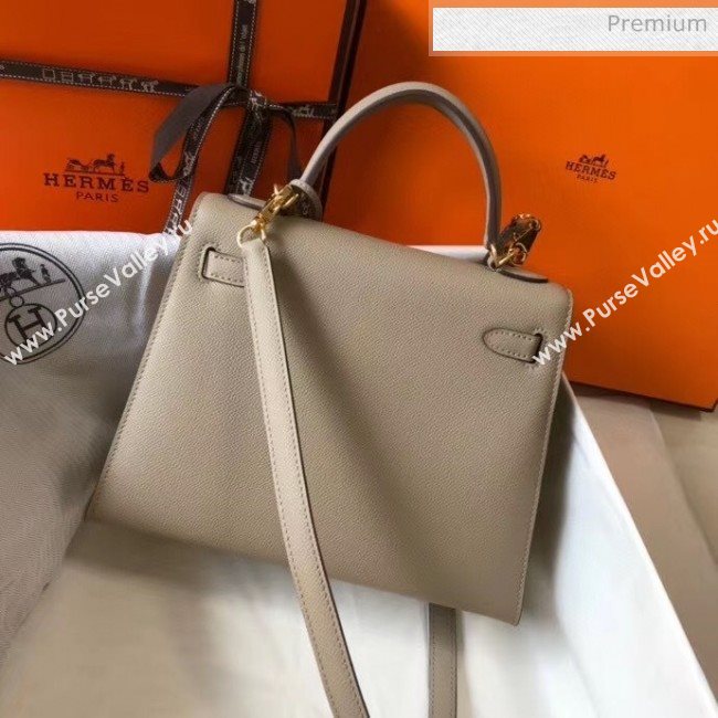 Hermes Kelly 25cm Top Handle Bag in Epsom Leather Dove Gray 2020 (FL-20052927)