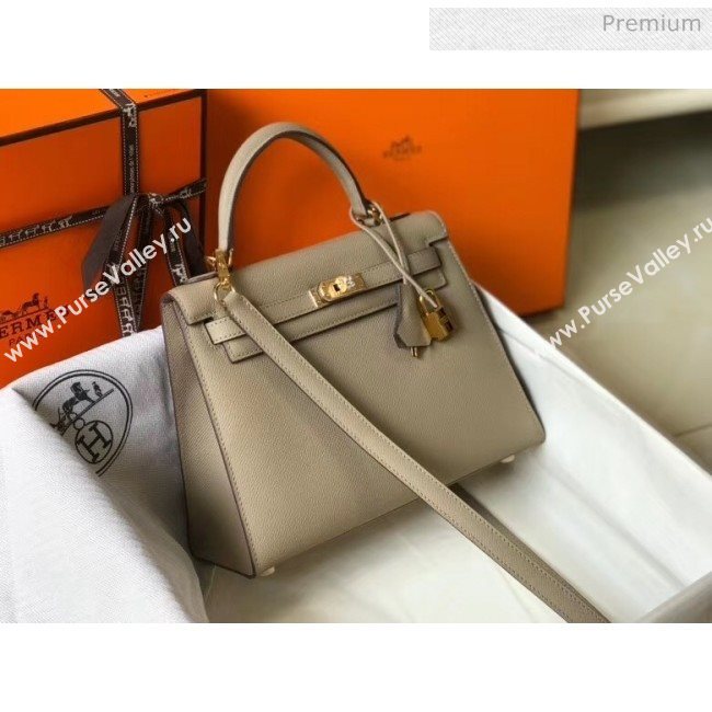 Hermes Kelly 25cm Top Handle Bag in Epsom Leather Dove Gray 2020 (FL-20052927)