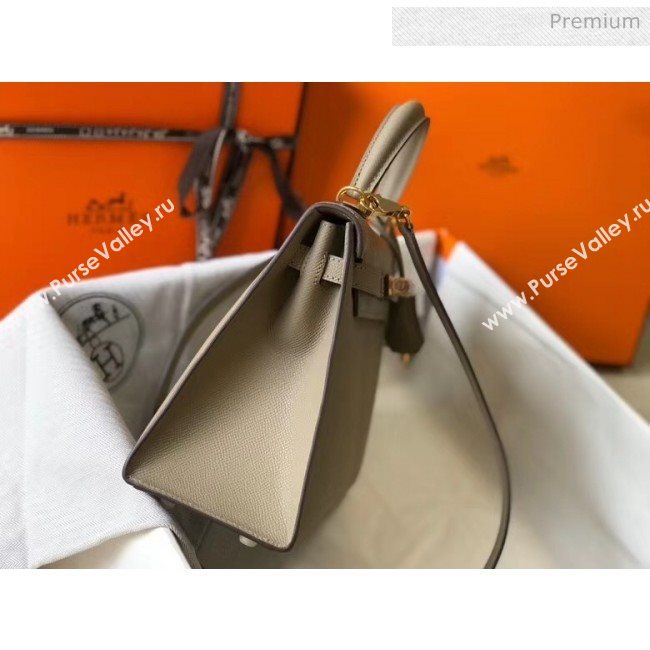Hermes Kelly 25cm Top Handle Bag in Epsom Leather Dove Gray 2020 (FL-20052927)