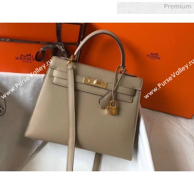 Hermes Kelly 28cm Top Handle Bag in Epsom Leather Dove Gray 2020 (FL-20052928)