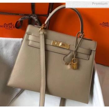 Hermes Kelly 28cm Top Handle Bag in Epsom Leather Dove Gray 2020 (FL-20052928)