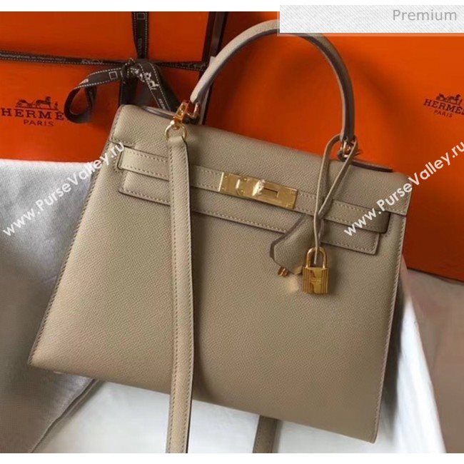 Hermes Kelly 28cm Top Handle Bag in Epsom Leather Dove Gray 2020 (FL-20052928)
