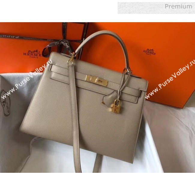 Hermes Kelly 32cm Top Handle Bag in Epsom Leather Dove Gray 2020 (FL-20052929)