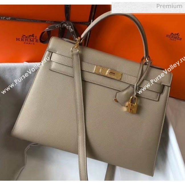 Hermes Kelly 32cm Top Handle Bag in Epsom Leather Dove Gray 2020 (FL-20052929)