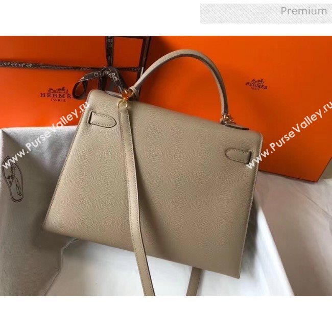 Hermes Kelly 32cm Top Handle Bag in Epsom Leather Dove Gray 2020 (FL-20052929)
