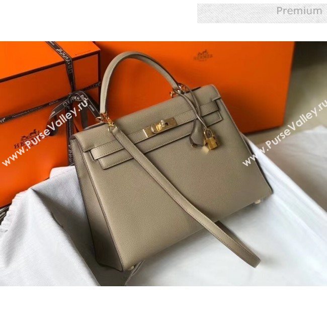 Hermes Kelly 32cm Top Handle Bag in Epsom Leather Dove Gray 2020 (FL-20052929)