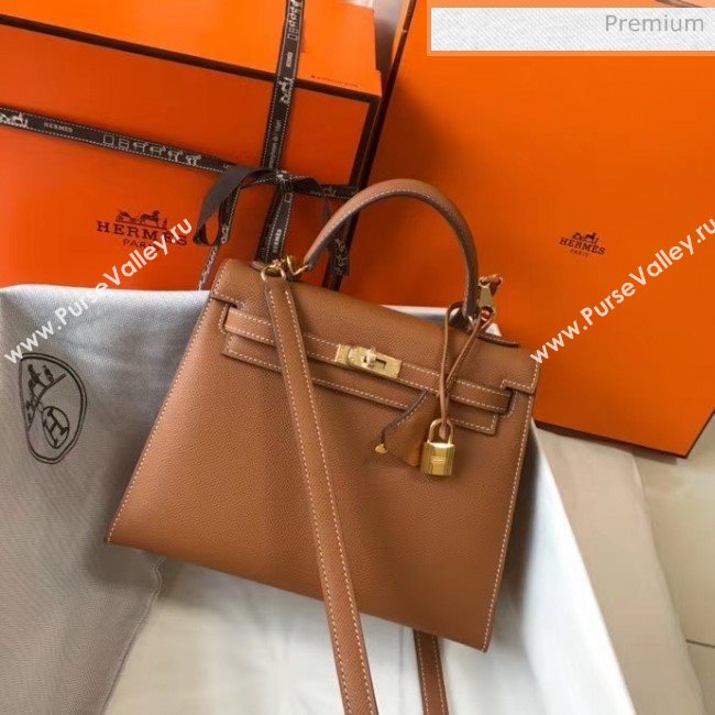 Hermes Kelly 25cm Top Handle Bag in Epsom Leather Brown 2020 (FL-20052936)