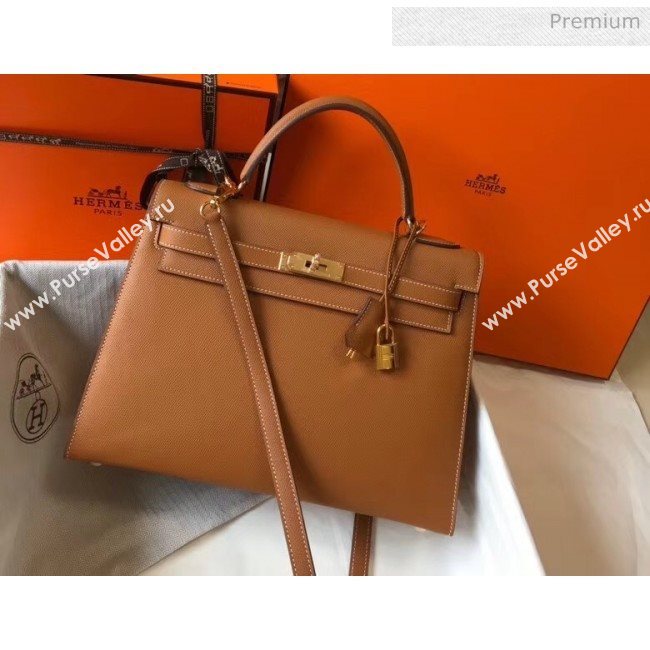 Hermes Kelly 32cm Top Handle Bag in Epsom Leather Brown 2020 (FL-20052938)