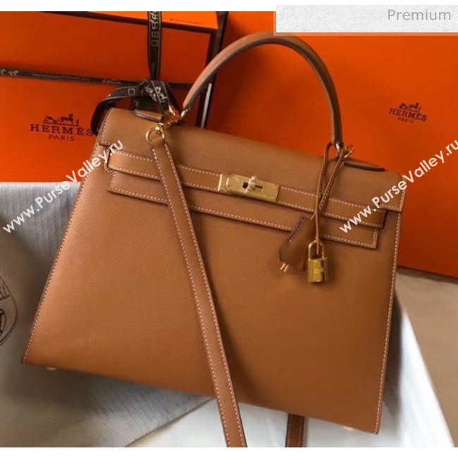 Hermes Kelly 32cm Top Handle Bag in Epsom Leather Brown 2020 (FL-20052938)