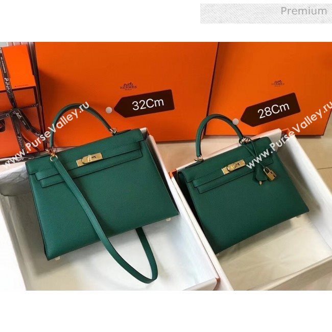 Hermes Kelly 32cm Top Handle Bag in Epsom Leather Dark Green 2020 (FL-20052941)