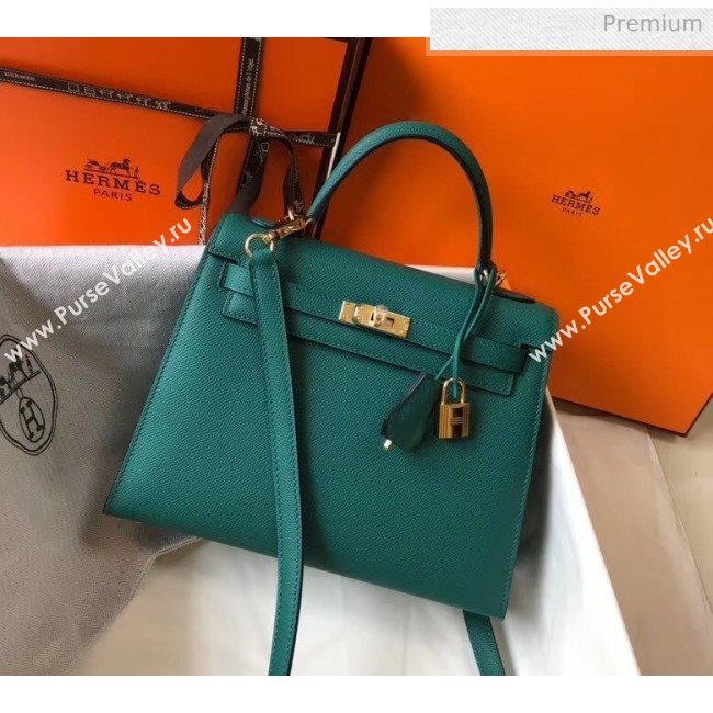 Hermes Kelly 25cm Top Handle Bag in Epsom Leather Dark Green 2020 (FL-20052939)