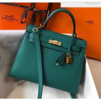 Hermes Kelly 25cm Top Handle Bag in Epsom Leather Dark Green 2020 (FL-20052939)