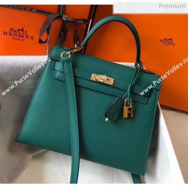 Hermes Kelly 25cm Top Handle Bag in Epsom Leather Dark Green 2020 (FL-20052939)