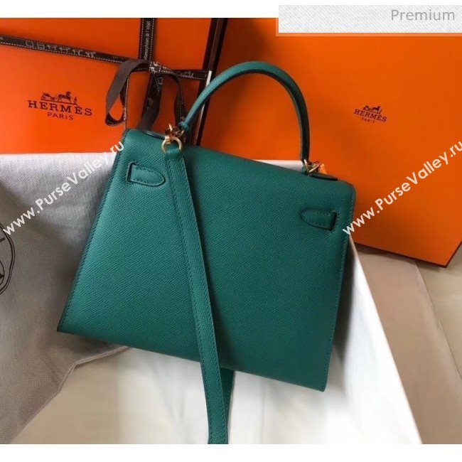 Hermes Kelly 25cm Top Handle Bag in Epsom Leather Dark Green 2020 (FL-20052939)