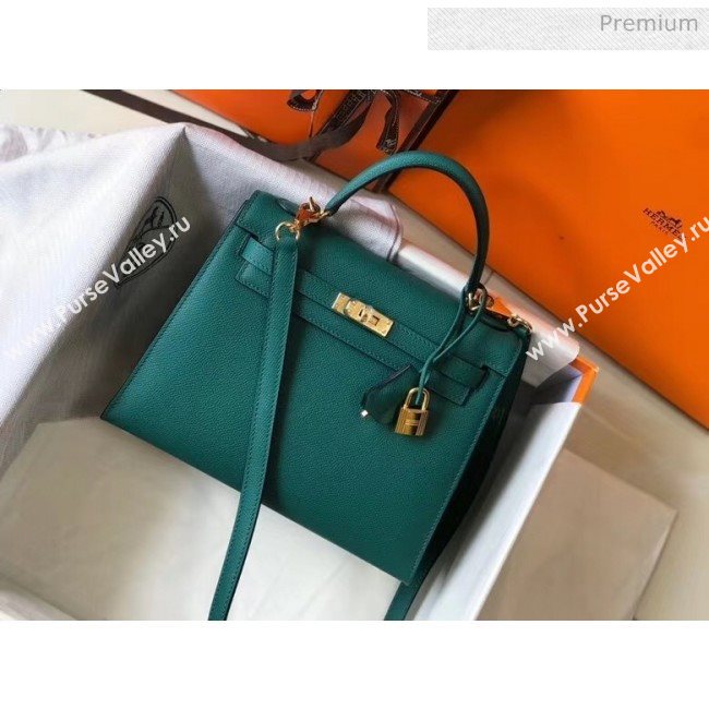 Hermes Kelly 25cm Top Handle Bag in Epsom Leather Dark Green 2020 (FL-20052939)