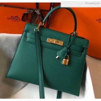Hermes Kelly 28cm Top Handle Bag in Epsom Leather Dark Green 2020 (FL-20052940)