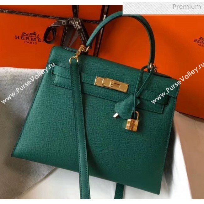 Hermes Kelly 28cm Top Handle Bag in Epsom Leather Dark Green 2020 (FL-20052940)