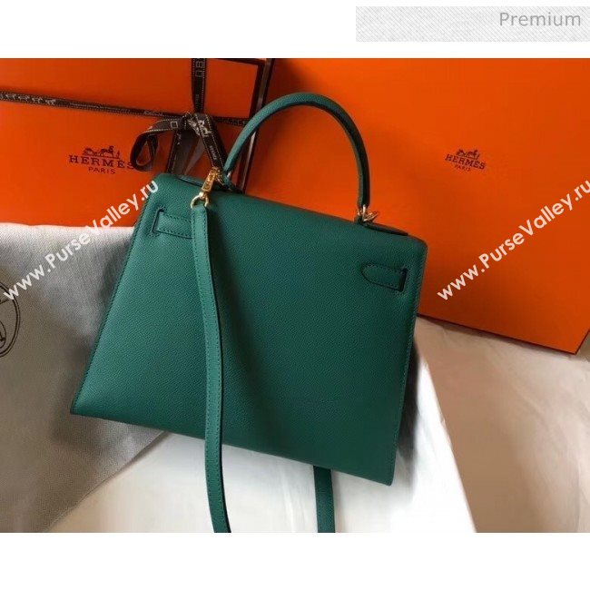 Hermes Kelly 28cm Top Handle Bag in Epsom Leather Dark Green 2020 (FL-20052940)